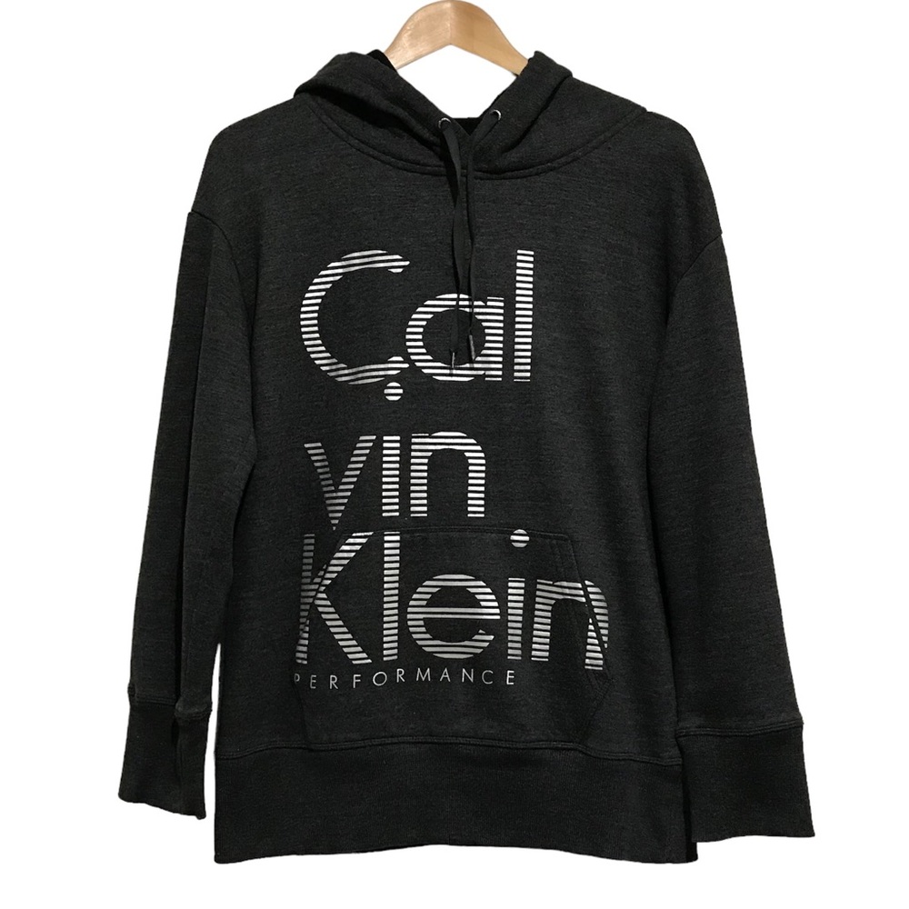 Calvin Klein Performance Logo Graphic Spellout Athleisure Hoodie Sweater Medium